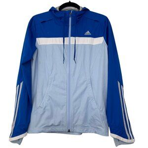 Adidas Marathon 10 ClimaProof Blue Hooded Running Jacket Women’s Medium